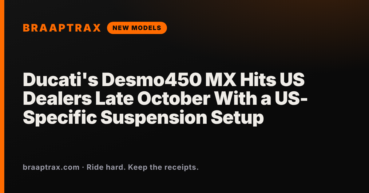 Ducati's Desmo450 MX Hits US Dealers Late October With a US-Specific Suspension Setup