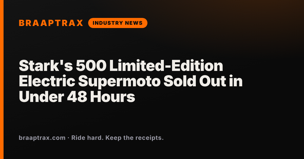 Stark's 500 Limited-Edition Electric Supermoto Sold Out in Under 48 Hours