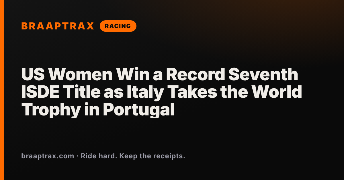 US Women Win a Record Seventh ISDE Title as Italy Takes the World Trophy in Portugal