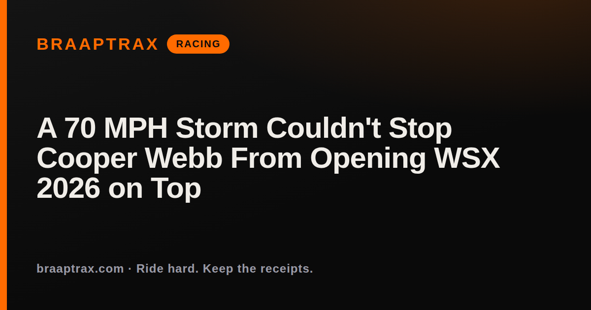 A 70 MPH Storm Couldn't Stop Cooper Webb From Opening WSX 2026 on Top