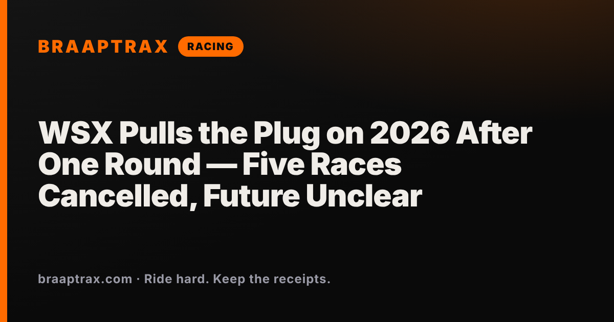 WSX Pulls the Plug on 2026 After One Round — Five Races Cancelled, Future Unclear
