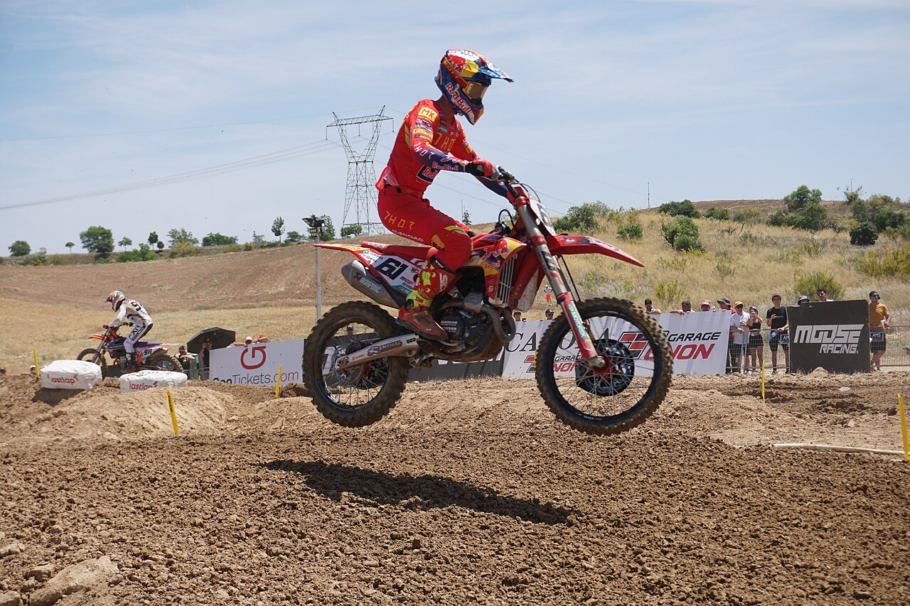 Jorge Prado riding in the Motocross World Championship Grand Prix of Spain